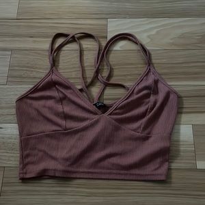 Shein pink ribbed cropped tank top